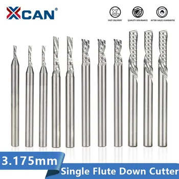 XCAN Singur Flaut Jos Cutter 3.175 mm(1/8') Gambă Stângă CNC Router Cam Dia 1-3.175 mm Carbura End Mill pentru Tăiere Aluminiu
