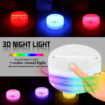 Mai multe Opțiuni Led 7 Ton de Bază Lampă Cu Telecomanda Pentru Acril Și Rășină de Sticlă 3d Led Lumina de Noapte cu Ridicata Două Ton de Lumină de Bază