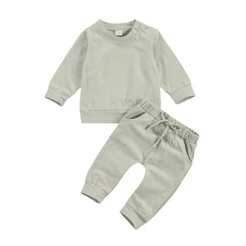 Copil nou-născut Fete Baieti Set Haine pentru Sugari Maneca Lunga O de gât Bluze T-shirt, Blaturi + Monofazate Elastic Talie Pantaloni Tinuta de Toamna 0