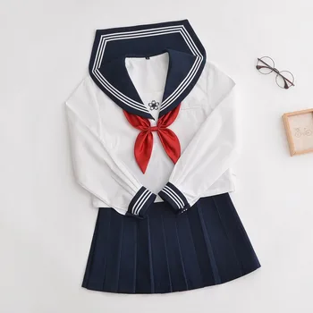 New Sosire Japoneză JK Seturi Scoala Uniforme Fete Sakura Embroideried Toamna Liceu Femeile Noutate Marinar Costume Uniforme XXL 2