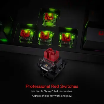 Redragon K582 SURARA RGB LED cu iluminare de fundal Tastatură Mecanică de Gaming cu 104 Taste-Liniară și Liniște-Red Switch-uri