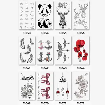 50% Vânzare Fierbinte De Desene Animate De Animale Pene Florale Imprimate De Lungă Durată Tatuaj Temporar Corpul Autocolant