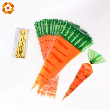 20buc Paști Decoratiuni Partid Morcov Candy Bag Iepure Cadou de Sac Con Pungă de Plastic Transparent Petrecere de Aniversare pentru Copii Decor 0