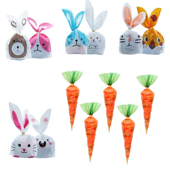20buc Paști Decoratiuni Partid Morcov Candy Bag Iepure Cadou de Sac Con Pungă de Plastic Transparent Petrecere de Aniversare pentru Copii Decor 5