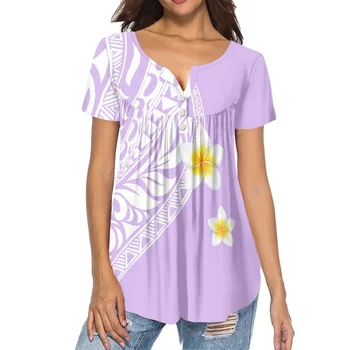 HYCOOL Femei Polineziene Tribal Violet Bluze Pentru Jambiere de Vara cu Maneci Scurte T Shirt Drăguț Flowy Vrac se Potrivi Tricou Casual Topuri