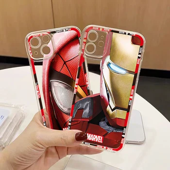 Marvel moda Spiderman Pentru iPhone 14 13 12 11 Pro Mini Max 6 6s 7 8 Plus X XR XS Max funda Moale Capac Carcasa Caz clar de Telefon