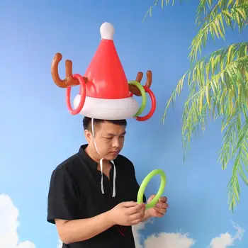 Gonflabile Mos Craciun Amuzante De Ren Cu Coarne Caciula Ring Toss Vacanță De Crăciun Joc De Partid Produse Si Jucarii Pentru Copii 4