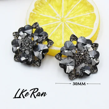 LKERAN 3Pcs/lot 30mm Negru Farmec Inima Pietre de Cristal Butoane Metalice Coadă de Cusut Pentru Haine Diy Accesorii Decorative