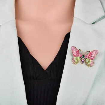 Moda Handmade Animal Fluture Brosa Fluture Cuplu Broșă De Cristal Stras Femei Și Bărbați Accesorii Elegante Pin Broșă
