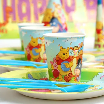 Winnie the Pooh Temă Petrecere de Aniversare Decor Consumabile Partid Ceașcă de Hârtie, Placă de Paie Masă Balon Copii Jucării pentru Copii Duș