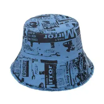 Noi Unisex față-verso Pescar Pălărie de Vară de Moda Doamnelor Palarie de Soare Valul Scrisoare Graffiti Print Sălbatice Bazinul Pălărie Hip Hop Găleată Pălărie