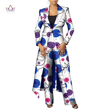 Noi Personaliza BintaRealWax Africane Haine pentru Femei cu Maneca Lunga Haină și Pantaloni de Femei din Africa de Imprimare Ceara Costume Petrecere de Muncă WY8466