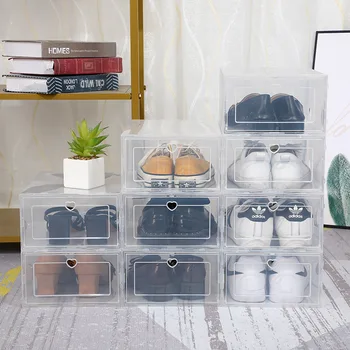 6pcs/Set Pantofi de Plastic Organizatorii Cutie de Depozitare pentru Pantofi Praf cu Sertar Caz pot fi Stivuite Organizație Acasă de Depozitare Cutie de pantofi