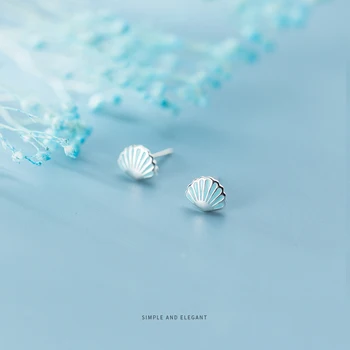 MODIAN Smalț Albastru Minunat Mic Shell Cercei Stud pentru Femei de Moda de Argint 925 Animale de Pin Ureche Bijuterii Fine Accessoriees