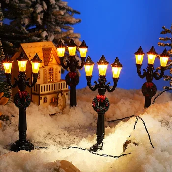 4Pc de Craciun Mini Lampa Post Tren Lampa Miniatură felinar Decorativ Strada Lumina Pentru DIY Păpuși Satul Cale