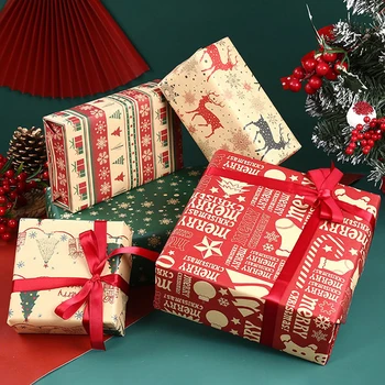 50*70cm Ambalaj Cadou de Crăciun Artizanat Rola de Hârtie DIY Hârtie de Cadou de Anul Nou Favoruri de Partid Prezenți Decor Hârtie de Ambalaj