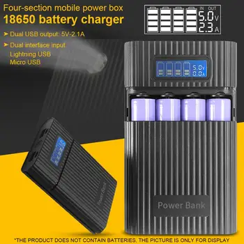 Baterie 18650 Incarcator LCD Display Digital de Putere Mobil Cutie de Repede de Încărcare Încărcător de Putere Bin Dual USB de Ieșire 0