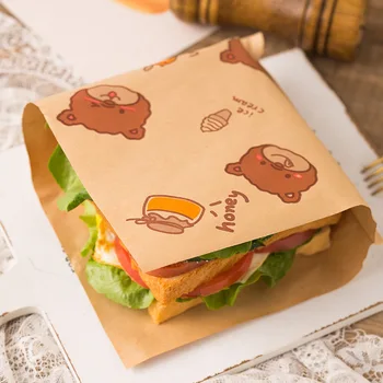 50pcs Sandwich ambalaj de hârtie pliere-free ulei-dovada burgeri utilizarea acasă micul dejun, snacks-uri coapte pentru o singură dată de ambalare