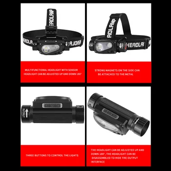 Inducție Faruri Xhp50 Puternice de Lumină Senzor de Mișcare LED Far de Tip C USB Reîncărcabilă Magnetic de Aspirație Munca Faruri