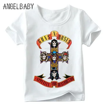 Copiii Trupa de Rock Gun N Roses Print T camasa de Vară pentru Copii Muzica Hip Hop Topuri Baieti/Fete Craniu Haine,HKP5196