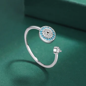 NOUA Moda Asimetrice Safir Rotund Plin de Diamante Cupluri Inel Pentru Femei Albastru Original Sterling Silver Ziua Îndrăgostiților Bijuterii
