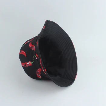 Noua Moda Pălărie Panama Legume Piper Tipărite Găleată Pălărie Reversibile De Pescuit Cap De Vară, Pălării De Soare Pentru Femei Barbati Gorras 0