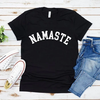 Namaste Yoga Tricou Antrenament Meditație Sala de Fitness Amuzant Tricou Casual cu Maneci Scurte Print Topuri Yoga Cadou pentru Femei