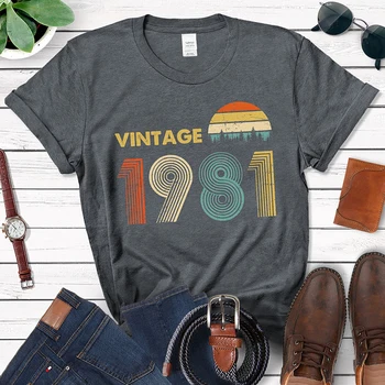 Vintage 1981 T-Shirt-a 43-a zi de Naștere Idee de Cadou pentru 42 de ani, Tata, Bunicul, Mama, Bunica Bărbați Femei ' 80 Retro Tricou Tricou Clasic