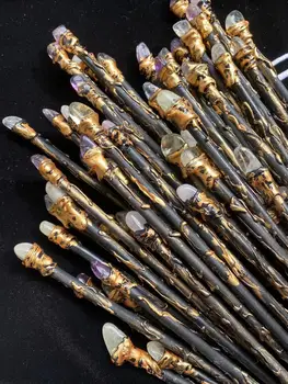 Alb cristal magic wand galben ametist sceptrul zână element de vitalitate fată zână stick ritual elemente de recuzită