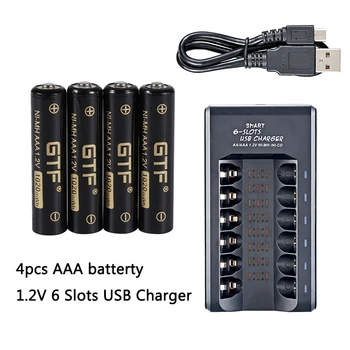 GTF 1.2 V NI-MH baterie AAA 1020mWh 850mAh capacitate acumulator 1.2 V ni-mh aa, aaa 2A încărcător USB 2