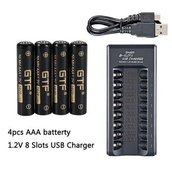 GTF 1.2 V NI-MH baterie AAA 1020mWh 850mAh capacitate acumulator 1.2 V ni-mh aa, aaa 2A încărcător USB 4