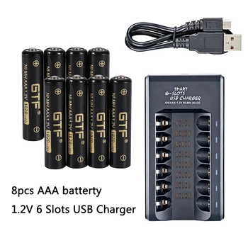 GTF 1.2 V NI-MH baterie AAA 1020mWh 850mAh capacitate acumulator 1.2 V ni-mh aa, aaa 2A încărcător USB 5