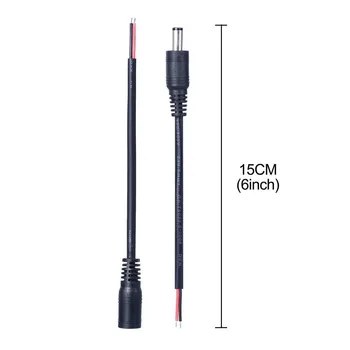2.1 mm*5.5 mm DC Masculin Feminin Conector de Sârmă de Cupru Conduită Linia de Alimentare Adaptor Jack Plug Cablu Pentru Benzi cu LED-uri de Lumină CCTV Traseu Camer 0