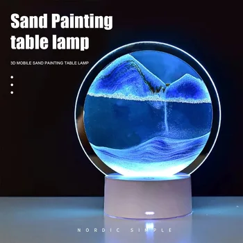 Creative nisipuri Mișcătoare Lampa LED Sandscape Lampa Decorativa Sandscape Lumina de Noapte pentru Masa Decor de Birou Acasă de Crăciun cadouri 0