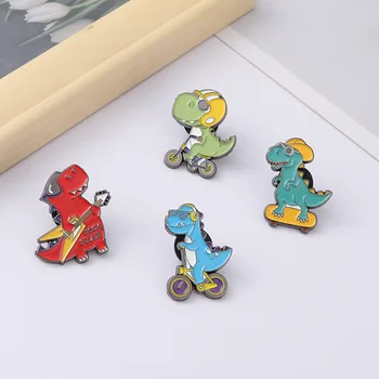 Desene animate dinosaur seria ace, skateboard, biciclete, chitara dinozaur stil de vopsea broșă en-gros, sac decorare cu insigne