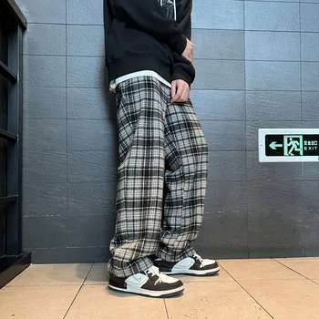 Privathinker coreea Îngroșa Barbati Carouri Pantaloni Talie Mare Drept-picior de sex Masculin Brand de Moda Harajuku Pantaloni Pantaloni Harajuku
