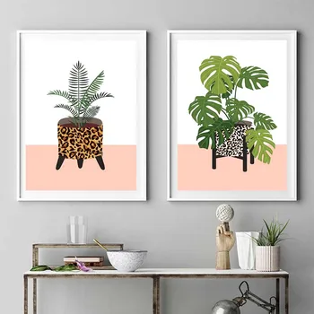Boho Poster Botanică Baie Panza Pictura Plantele De Interior Tropicale Junglă Arta Print Nordic Poza Perete Pentru Living Decorul Camerei