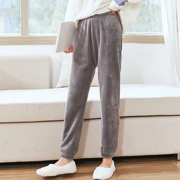 Heliar Femei Catifea Pijama Pantaloni Talie Elastic Acasă Casual Cald Pantaloni De Lână Cașmir, Pantaloni Pentru Femei 2020 Iarna
