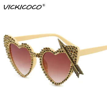 VICKICOCO Noua Moda Săgeată Inima ochelari de Soare Femei de Lux Diamante Colorate, Ochelari de Soare Femei Ochelari de Nuante Stras Ochelari