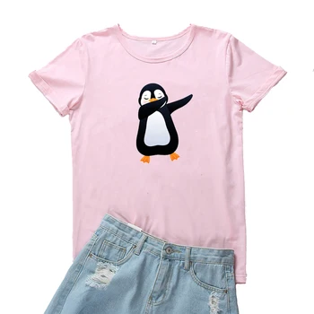 Dansul Pinguinului T Shirt pentru Femei Kawaii Imprimare Camiseta Mujer Amuzant O-gat Femei Tricou Drăguț desen Animat Animale Femei Tricouri Topuri