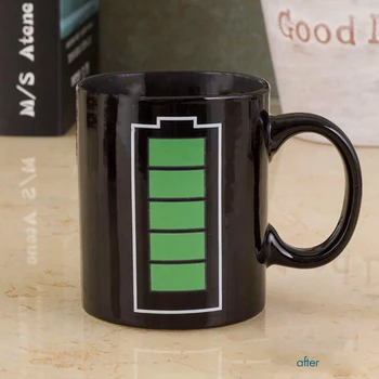 De Încărcare A Bateriei Sensibile La Căldură Culoare Schimbarea De Energie Cana De Cafea Amuzant Cana De Ceai - Adăugați Lichid Fierbinte Și Baterie De Ceas Rândul Său Să Fie Plin