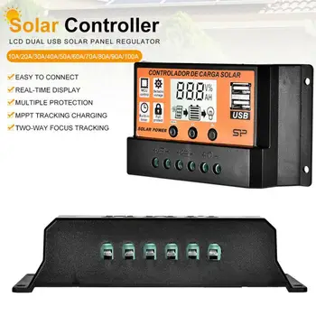 100A Controler de Încărcare Solar Panou Solar Controler 12V/24V Reglabil Ecran LCD Panou Solar Baterie Regulator Cu Port USB