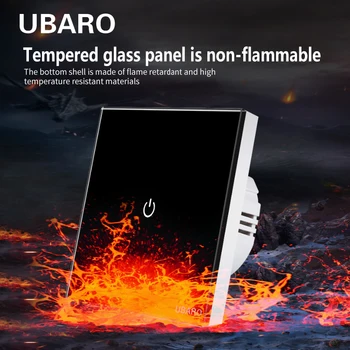 UBARO UE Standard de Perete de Lumină Touch Comutator Cu Indicator Led de Lux Cristal de Sticlă Panou Sensibil Senzor Butonul Electrocasnice