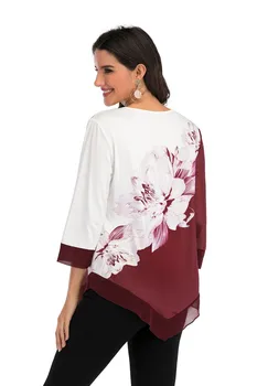 Dantela cu Maneca Lunga pentru Femei T-Shirt Floare de Imprimare Toamna Tricouri Tricou Casual Neregulate Tiv Topuri 2XL Îmbrăcăminte pentru Femei T-Shirt, Pulovere
