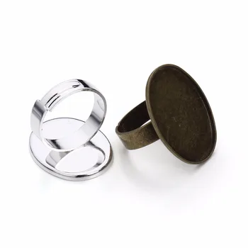 5pcs/lot 18*25mm Bronz Antic Argintiu Oval de Metal în formă de Inel de Setare Inel Reglabil Baze de Gol DIY Bijuterii Concluziile