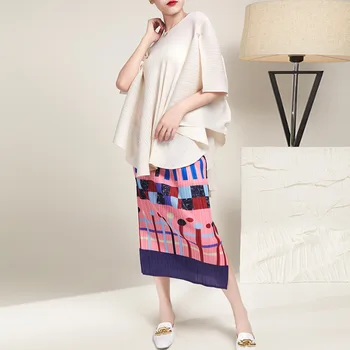 Design sentiment de nișă top T-shirt femei Miyake stil pliat neregulate liber de mari dimensiuni pulover casual 2