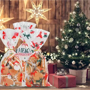 50pcs Pungi de Bomboane de Crăciun Moș Crăciun Cookie-uri Sac de Cadouri de Crăciun Copac Elan Biscuiți Copt Ambalare Saci Xmas Decor Petrecere