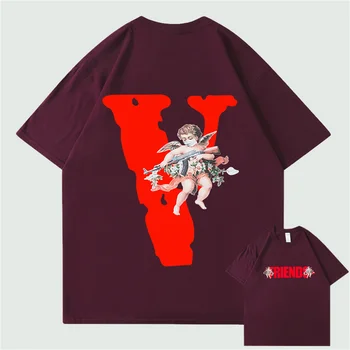 Tendința Supradimensionate VLONE Barbati Tricou Bumbac Streetwear Femei T-shirt statele UNITE ale americii Vara Maneca Scurta Brand Hip Hop Tricou Înger AK47 1