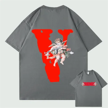Tendința Supradimensionate VLONE Barbati Tricou Bumbac Streetwear Femei T-shirt statele UNITE ale americii Vara Maneca Scurta Brand Hip Hop Tricou Înger AK47 4