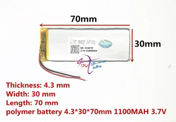 Cel mai bun marca baterie 3,7 V litiu-polimer baterie 433070 403070 1100mAH